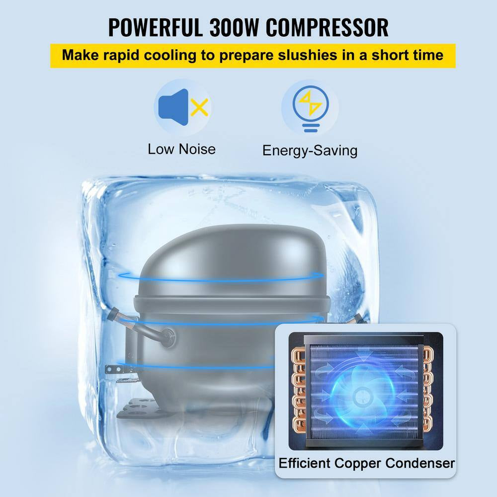 Commercial Slushy Machine 203 Oz. 25 Cups Single-Bowl Snow Cone Machine 300W Margarita Smoothie Frozen Drink Maker