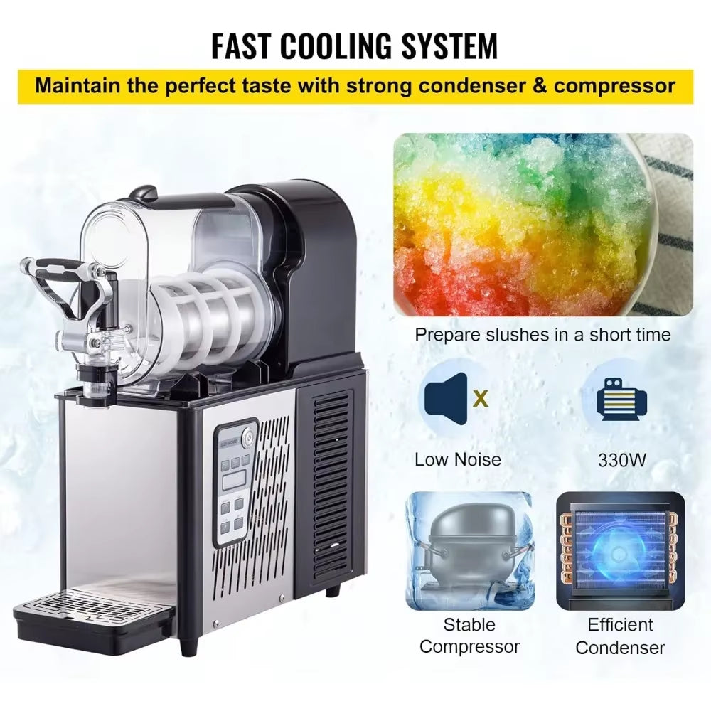Commercial Snow Mud Machine, 3L/0.8 Gallon Food Grade PC Can, 290W 110V, Stainless Steel Smoothie Frozen Beverage Machine