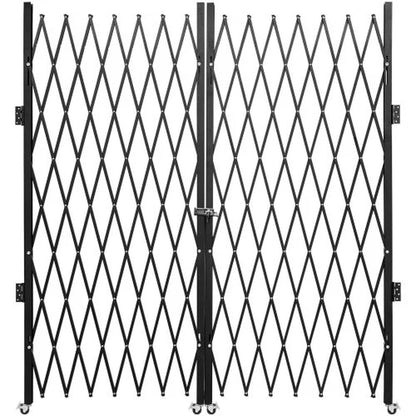 VEVOR Double Folding Security Gate, 7.1' H X 12.5' W Folding Door Gate, Steel Accordion Security Gate, Flexible Expanding Security Gate, 360¡Ã Rolling Barricade Gate, Scissor Gate or Door with Keys