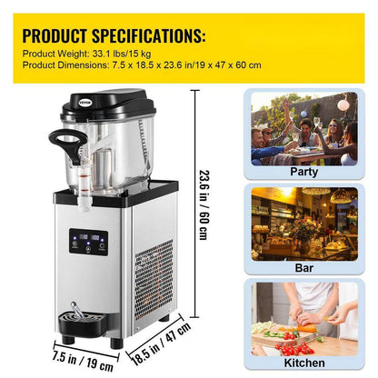 Commercial Slushy Machine 203 Oz. 25 Cups Single-Bowl Snow Cone Machine 300W Margarita Smoothie Frozen Drink Maker