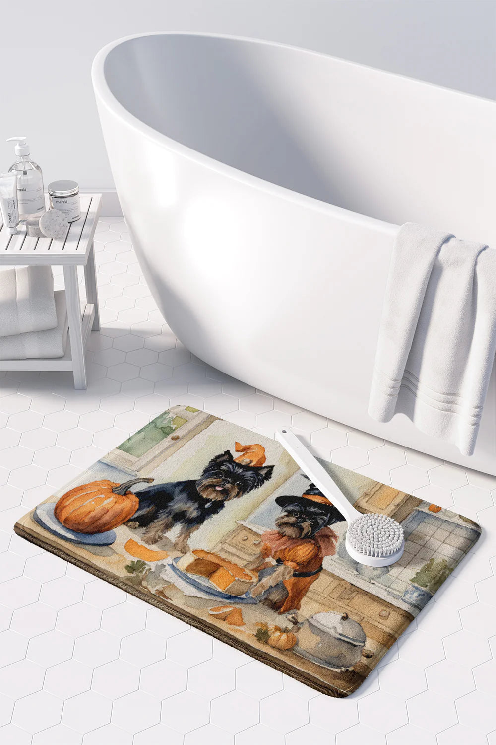 Affenpinscher Fall Kitchen Pumpkins Memory Foam Kitchen Mat