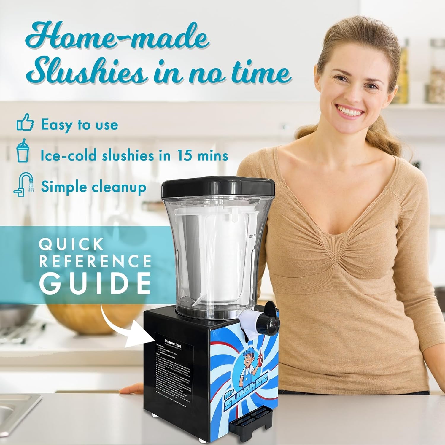 Home-Use Slushie Machine, New and Improved Countertop Slushy Maker for Kitchen,